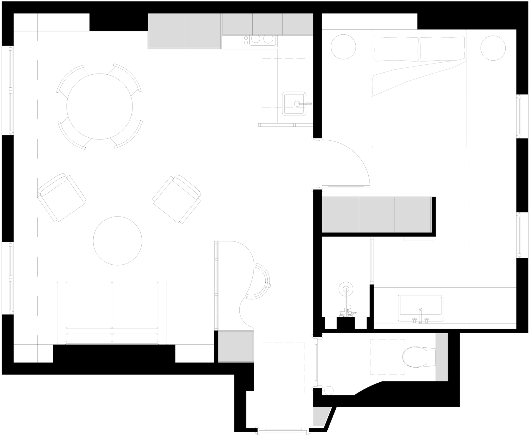 Plan 2D projet d'un appartement sous les toits de Paris